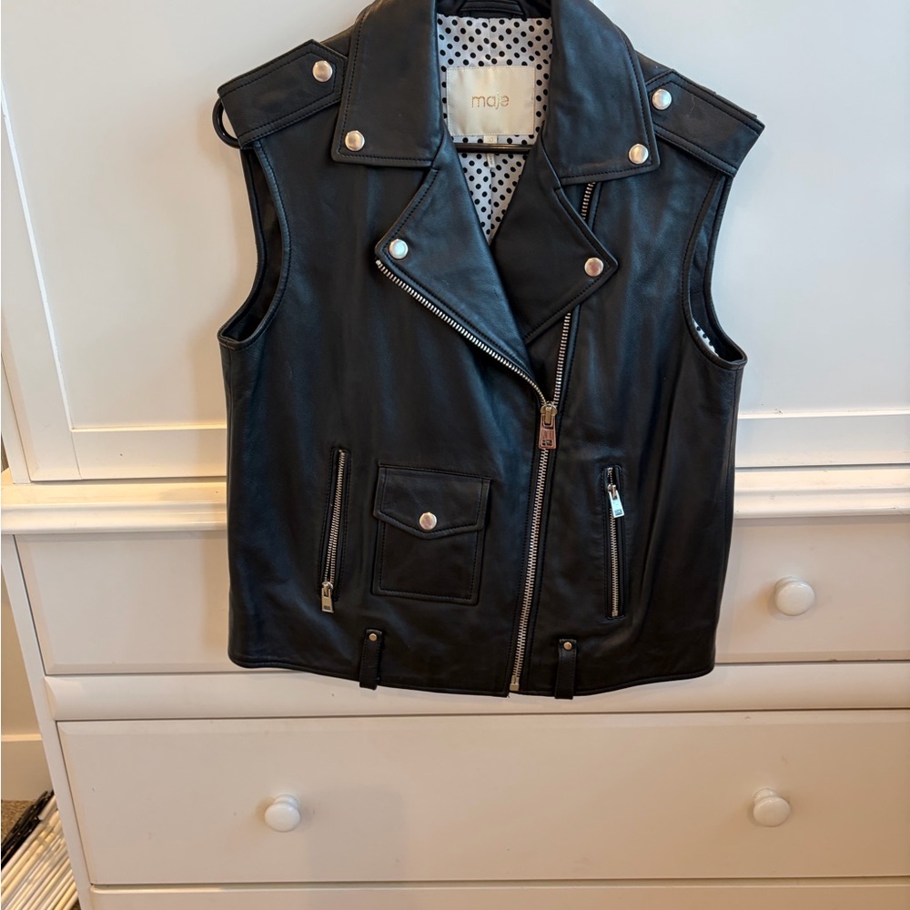 Maje Black Leather Vest